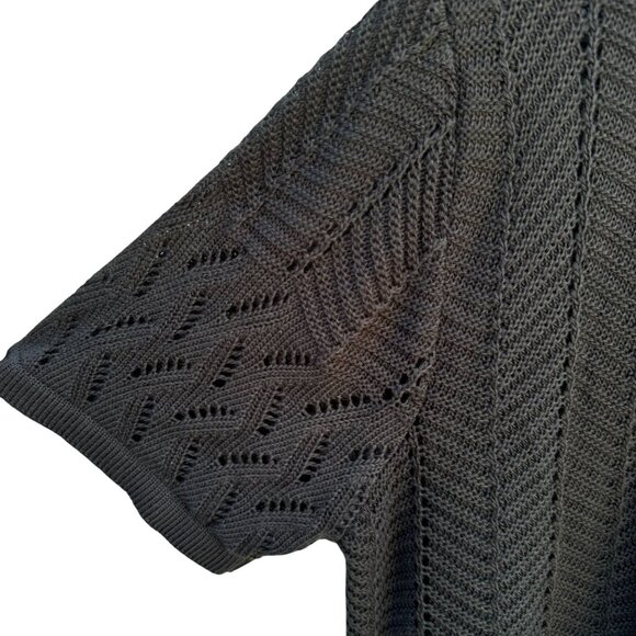 Laura Scott Vintage Womens Open Front Black Open Knit Boho Cardigan Sweater XL - Picture 4 of 9